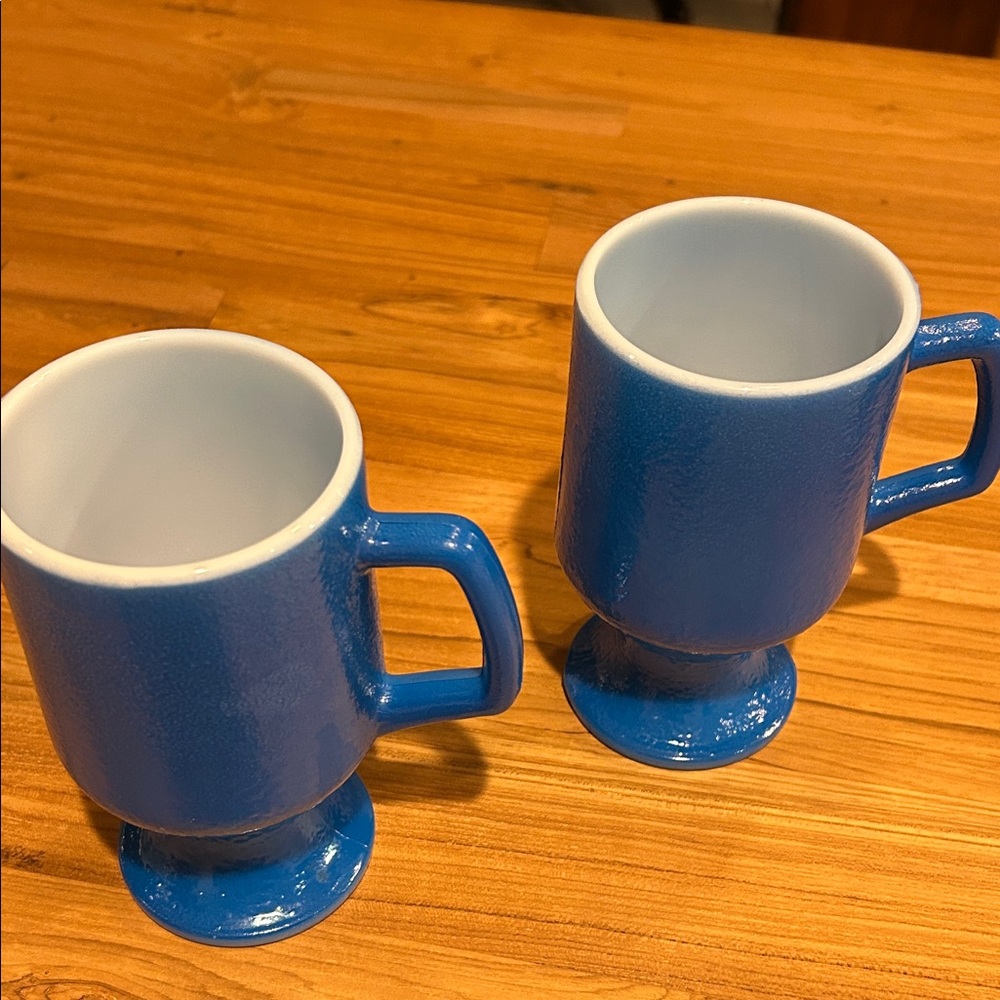 Anchor Hocking Blue Pedestal Mugs